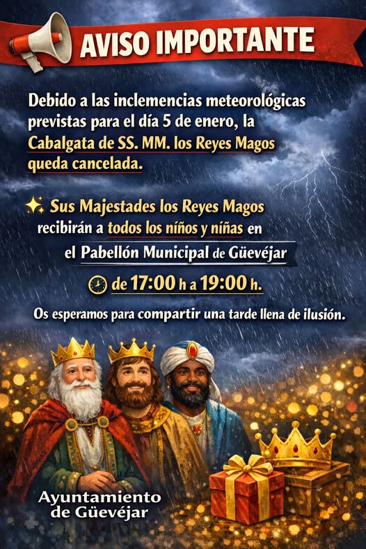 Cancelación Cabalgata Reyes Magos. Reubicación Pabellón Municipal